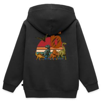 Rétro dinosaure Dino anniversaire 6 ans cadeau - Sweat Premium à capuche zippé enfant bio - noir - Dos - AI Model Kid Male (0cm)
