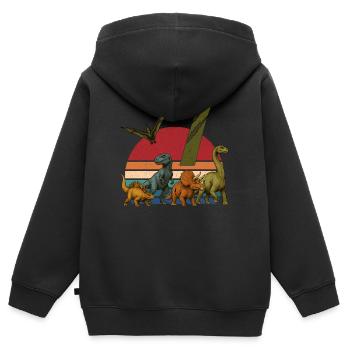 Rétro dinosaure Dino anniversaire 7 ans cadeau - Sweat Premium à capuche zippé enfant bio - noir - Dos - AI Model Kid Male (0cm)