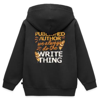 Autor Autoren - Kinder Premium Organic Zip Hoodie - Schwarz - Hinten - AI Model Kid Male (0cm)