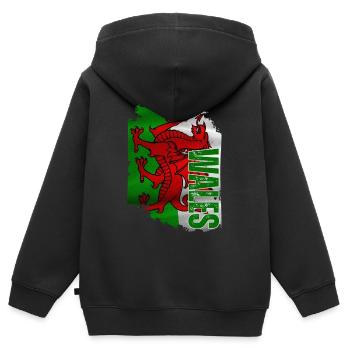 Vertikale walisische Flagge, walisischer Stolz - Kinder Premium Organic Zip Hoodie - Schwarz - Hinten - AI Model Kid Male (0cm)