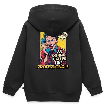 70s 80s 90s We Prank Called Like Professionals - Kinder Premium Organic Zip Hoodie - Schwarz - Hinten - AI Model Kid Male (0cm)