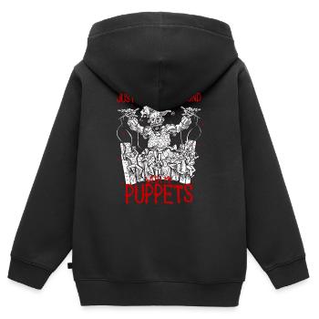 Puppenspieler Hanging Around With my Puppets - Kinder Premium Organic Zip Hoodie - Schwarz - Hinten - AI Model Kid Male (0cm)