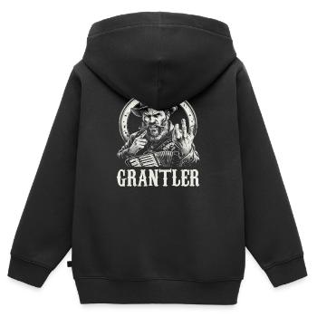 Grantler Grantig Bairischen Dialekten Bayern - Kinder Premium Organic Zip Hoodie - Schwarz - Hinten - AI Model Kid Male (0cm)