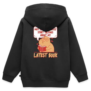 Autor Autoren Talking About my Latest Book - Kinder Premium Organic Zip Hoodie - Schwarz - Hinten - AI Model Kid Male (0cm)
