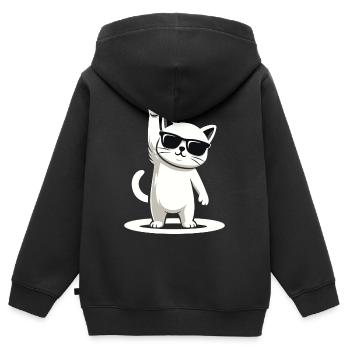 Rock'n' Miez - Kinder Premium Organic Zip Hoodie - Schwarz - Hinten - AI Model Kid Male (0cm)