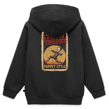 Ventriloquist String Theory Puppet Style - Kids Premium Organic Zip-up Hoodie - black - Back - AI Model Kid Male (0cm)