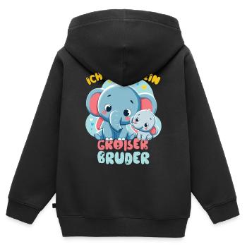 Nachwuchs Verkünden | Ich Werde Großer Bruder 2027 - Kinder Premium Organic Zip Hoodie - Schwarz - Hinten - AI Model Kid Male (0cm)