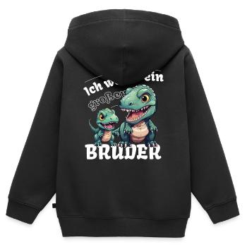 Nachwuchs Verkünden | Ich Werde Großer Bruder 2027 - Kinder Premium Organic Zip Hoodie - Schwarz - Hinten - AI Model Kid Male (0cm)