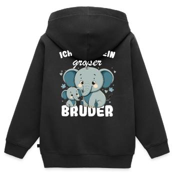 Nachwuchs Verkünden | Ich Werde Großer Bruder 2027 - Kinder Premium Organic Zip Hoodie - Schwarz - Hinten - AI Model Kid Male (0cm)