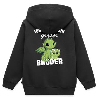 Nachwuchs Verkünden | Ich Werde Großer Bruder 2027 - Kinder Premium Organic Zip Hoodie - Schwarz - Hinten - AI Model Kid Male (0cm)