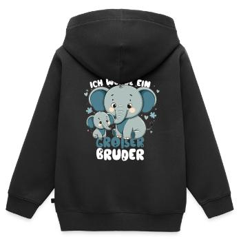 Nachwuchs Verkünden | Ich Werde Großer Bruder 2027 - Kinder Premium Organic Zip Hoodie - Schwarz - Hinten - AI Model Kid Male (0cm)