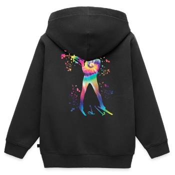 Biathlète Biathlon combiné nordique - Sweat Premium à capuche zippé enfant bio - noir - Dos - AI Model Kid Male (0cm)