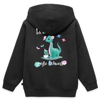 Nachwuchs Verkünden Ich Werde Große Schwester 2027 - Kinder Premium Organic Zip Hoodie - Schwarz - Hinten - AI Model Kid Male (0cm)