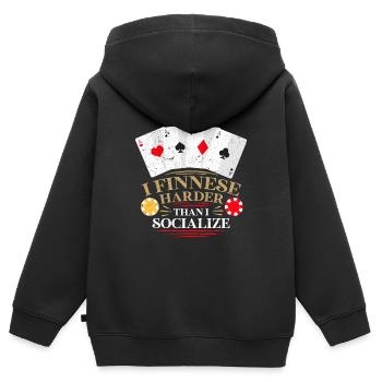 Joueur de bridge - Sweat Premium à capuche zippé enfant bio - noir - Dos - AI Model Kid Male (0cm)