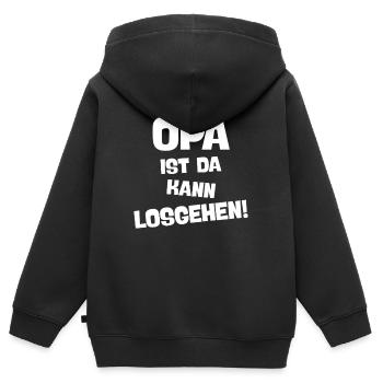 OPA IST DA KANN LOSGEHEN Cooler Großvater Spruch - Kinder Premium Organic Zip Hoodie - Schwarz - Hinten - AI Model Kid Male (0cm)