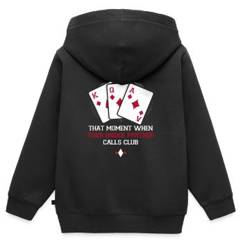 Bridge Players Bridge Partner Calls Club - Sweat Premium à capuche zippé enfant bio - noir - Dos - AI Model Kid Male (0cm)