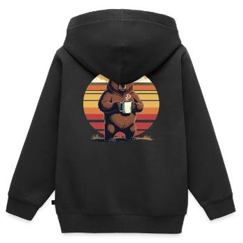 Grim Bear Tasse à café Ours Café Fatigué - Sweat Premium à capuche zippé enfant bio - noir - Dos - AI Model Kid Male (0cm)