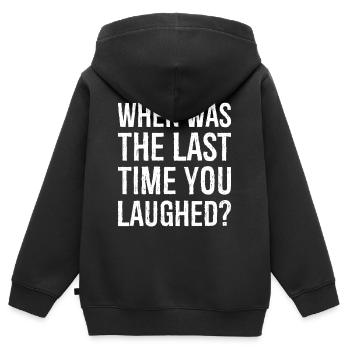 À quand remonte la dernière fois que tu as ri - Sweat Premium à capuche zippé enfant bio - noir - Dos - AI Model Kid Male (0cm)