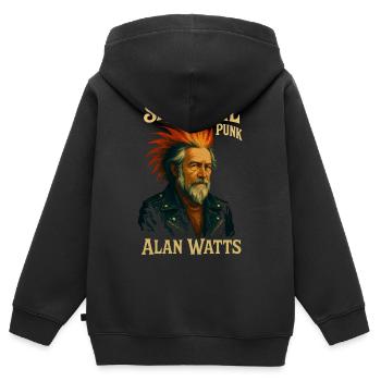 Chemise Spiritual Punk Alan Watts - Sweat Premium à capuche zippé enfant bio - noir - Dos - AI Model Kid Male (0cm)