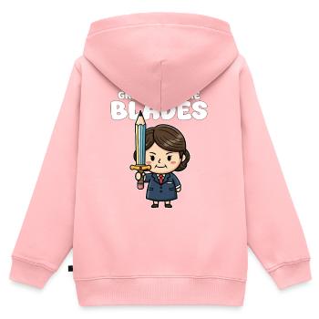 NOTEN VOR KLINGEN - LEHRER-GESCHENK - Kinder Premium Organic Zip Hoodie - Rosa - Hinten - AI Model Kid Female (0cm)