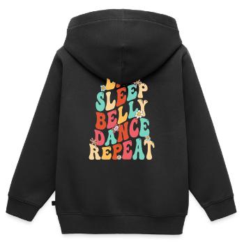 Danse orientale Danse orientale Manger dormir Danse orientale - Sweat Premium à capuche zippé enfant bio - noir - Dos - AI Model Kid Male (0cm)