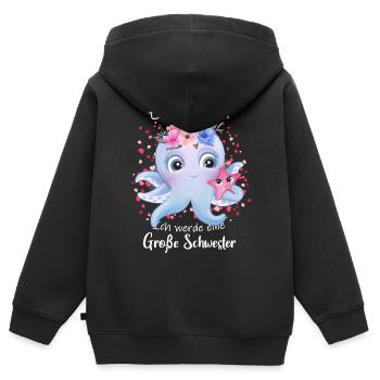 Nachwuchs Verkünden Ich Werde Große Schwester 2027 - Kinder Premium Organic Zip Hoodie - Schwarz - Hinten - AI Model Kid Male (0cm)