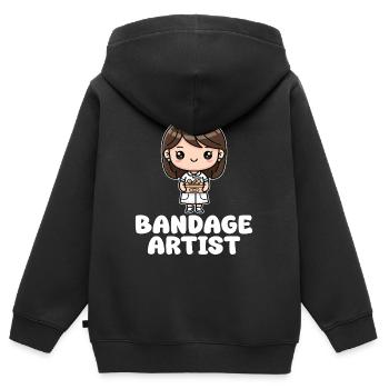 BANDAGE ARTIST - CADEAU INFIRMIÈRE - Sweat Premium à capuche zippé enfant bio - noir - Dos - AI Model Kid Male (0cm)