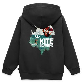 Chevauchez le vent - Sweat Premium à capuche zippé enfant bio - noir - Dos - AI Model Kid Male (0cm)