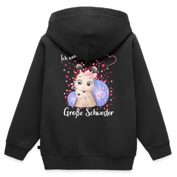 Nachwuchs Verkünden Ich Werde Große Schwester 2027 - Kinder Premium Organic Zip Hoodie - Schwarz - Hinten - AI Model Kid Male (0cm)