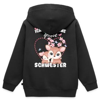 Nachwuchs Verkünden Ich Werde Große Schwester 2027 - Kinder Premium Organic Zip Hoodie - Schwarz - Hinten - AI Model Kid Male (0cm)