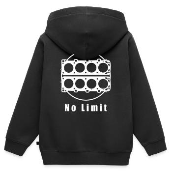 No Limit - Puissance de 8 cylindres - Sweat Premium à capuche zippé enfant bio - noir - Dos - AI Model Kid Male (0cm)
