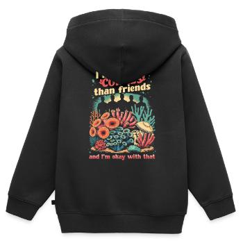 Coral Farming More Corals Than Friends - Kids Premium Organic Zip-up Hoodie - black - Back - AI Model Kid Male (0cm)