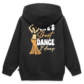 Danse orientale Danse orientale Danse courte de la vie - Sweat Premium à capuche zippé enfant bio - noir - Dos - AI Model Kid Male (0cm)