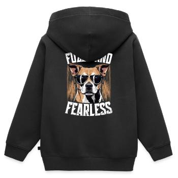 Kangal Chien Flou Et Intrépide - Sweat Premium à capuche zippé enfant bio - noir - Dos - AI Model Kid Male (0cm)