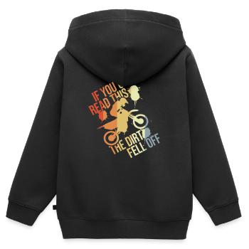 Der Dreck ist bereits ab - Kinder Premium Organic Zip Hoodie - Schwarz - Hinten - AI Model Kid Male (0cm)