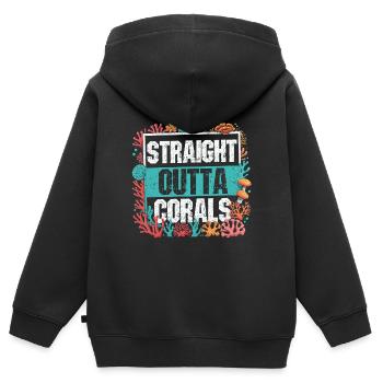 Coral Farming Straight Outta Corals - Kids Premium Organic Zip-up Hoodie - black - Back - AI Model Kid Male (0cm)