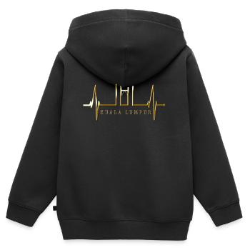 Kuala Lumpur Skyline Herzschlag Malaysia Love KLCC - Kinder Premium Organic Zip Hoodie - Schwarz - Hinten - AI Model Kid Male (0cm)