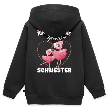 Nachwuchs Verkünden Ich Werde Große Schwester 2027 - Kinder Premium Organic Zip Hoodie - Schwarz - Hinten - AI Model Kid Male (0cm)