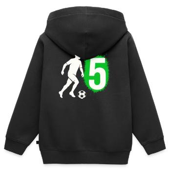 5th Birthday, 5 Year Old Boy, 5 Football - Kids Premium Organic Zip-up Hoodie - black - Back - AI Model Kid Male (0cm)