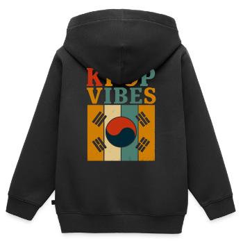 KPOP Vibes Retro - Kinder Premium Organic Zip Hoodie - Schwarz - Hinten - AI Model Kid Male (0cm)