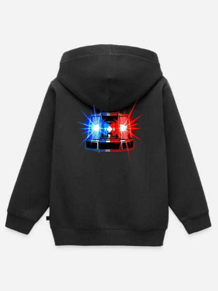 Blaulicht Sirene – Notfallwarnsystem - Kinder Premium Organic Zip Hoodie - Schwarz