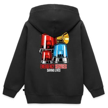 Sirenen Klänge Ersthelfer Notdienst - Kinder Premium Organic Zip Hoodie - Schwarz - Hinten - AI Model Kid Male (0cm)