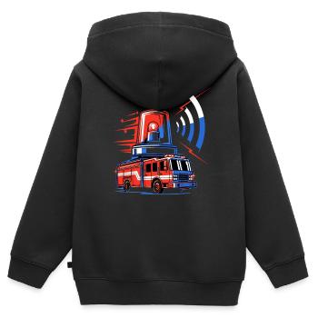 Feuerwehrauto mit Sirene - Kinder Premium Organic Zip Hoodie - Schwarz - Hinten - AI Model Kid Male (0cm)