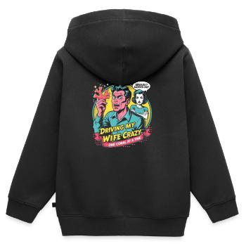 Reproduction de corail Éleveur de corail, un corail à la fois - Sweat Premium à capuche zippé enfant bio - noir - Dos - AI Model Kid Male (0cm)