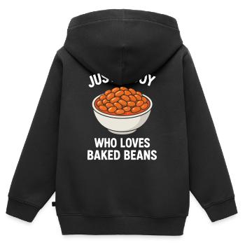 Just A Boy Who Loves Baked beans - Kids Premium Organic Zip-up Hoodie - black - Back - AI Model Kid Male (0cm)