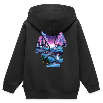 Landscape Snow Puzzle Fantasy - White Rabbit - Kids Premium Organic Zip-up Hoodie - black - Back - AI Model Kid Male (0cm)