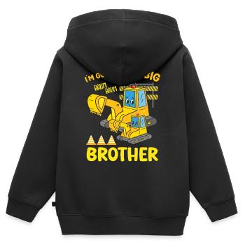Excavator Child Ready Going To Be A Big Brother - Kinder Premium Organic Zip Hoodie - Schwarz - Hinten - AI Model Kid Male (0cm)