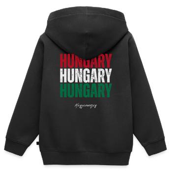 Ungarischer Stolz, ich liebe Ungarn - Kinder Premium Organic Zip Hoodie - Schwarz - Hinten - AI Model Kid Male (0cm)