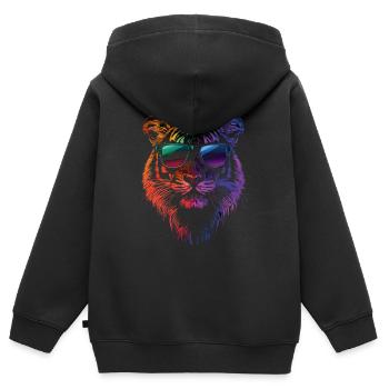 Tiger bunt Sonnebrille - Kinder Premium Organic Zip Hoodie - Schwarz - Hinten - AI Model Kid Male (0cm)