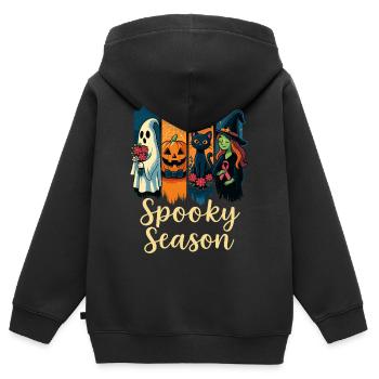 Spooky Season x Pink Ribbon Mashup - Sweat Premium à capuche zippé enfant bio - noir - Dos - AI Model Kid Male (0cm)